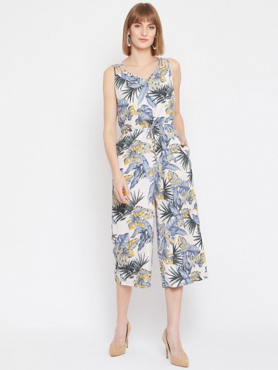 Tropical Print Culotte Style Jumpsuit